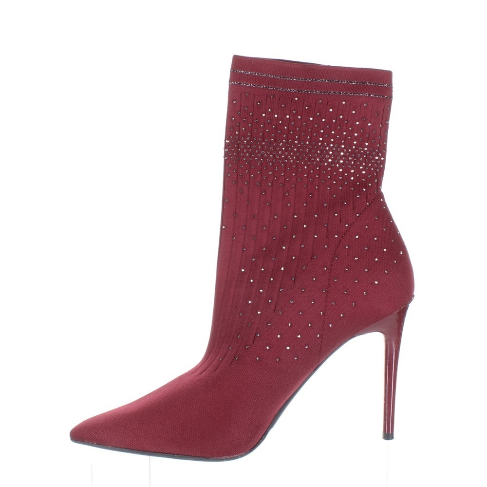 Jessica Simpson JS-Lytona Burgundy Ribbed Sock Boots Knit Heel Size 10 New